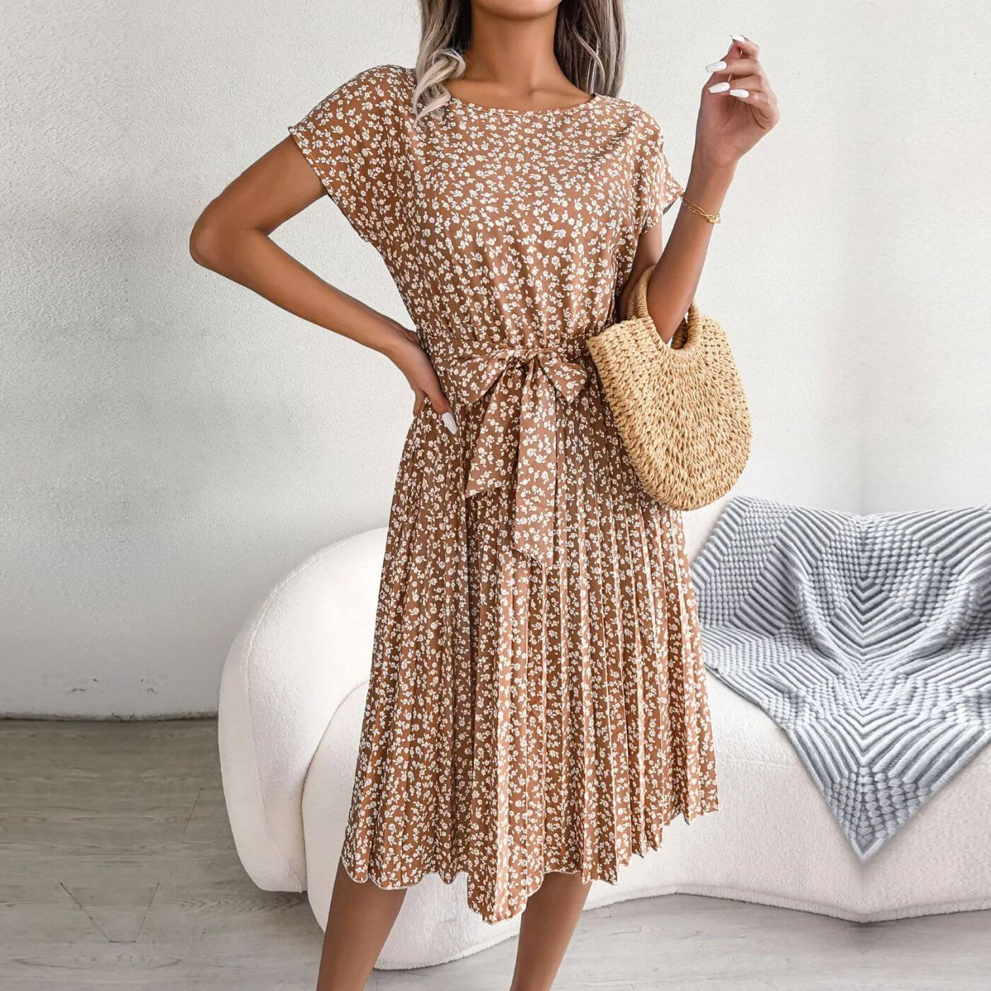 Image of Jennifer | Women's Pleated A-Line Midi Dress