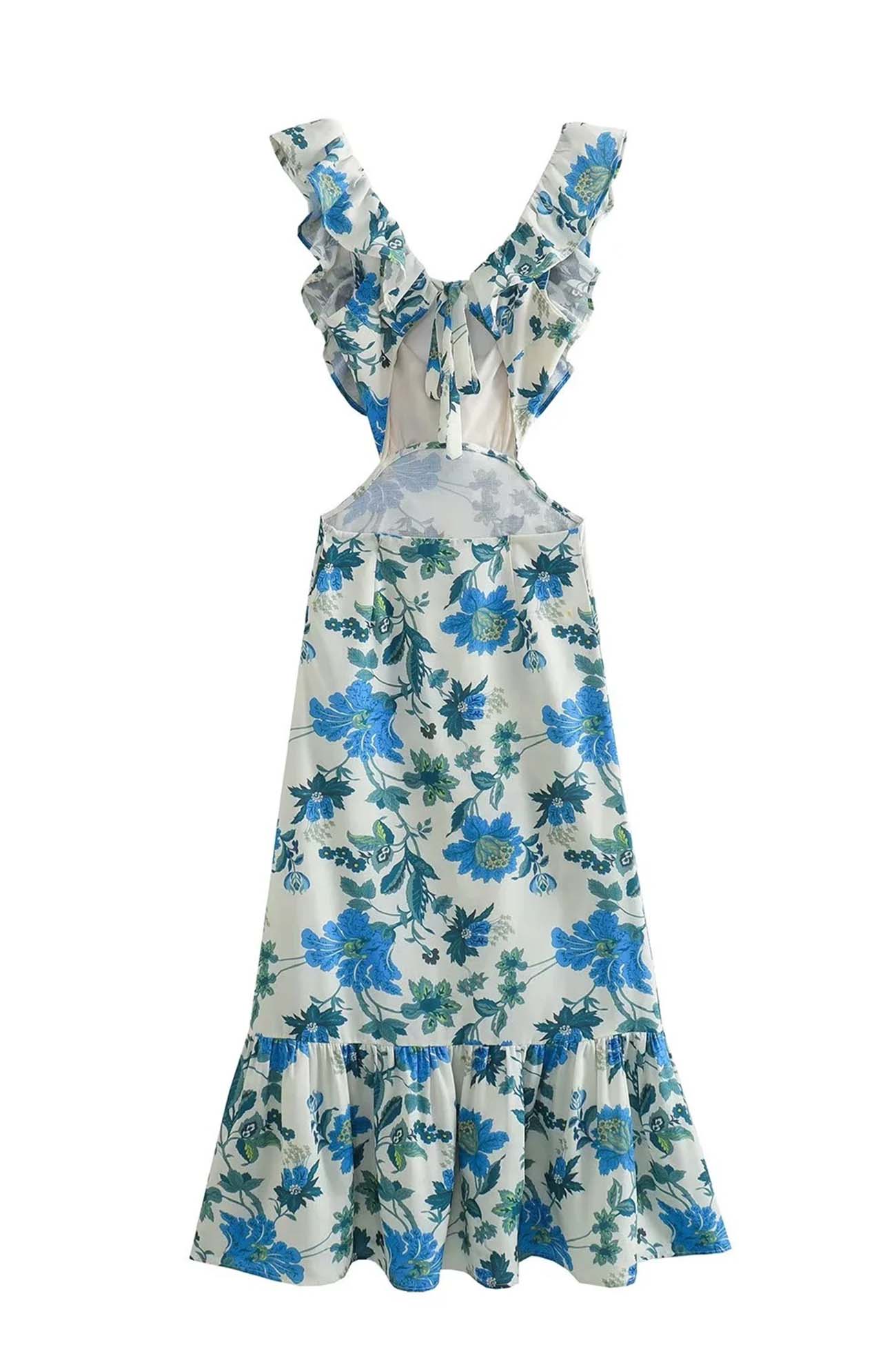Image of Jocelyn | Women's Ruffle Cutout Maxi Dress