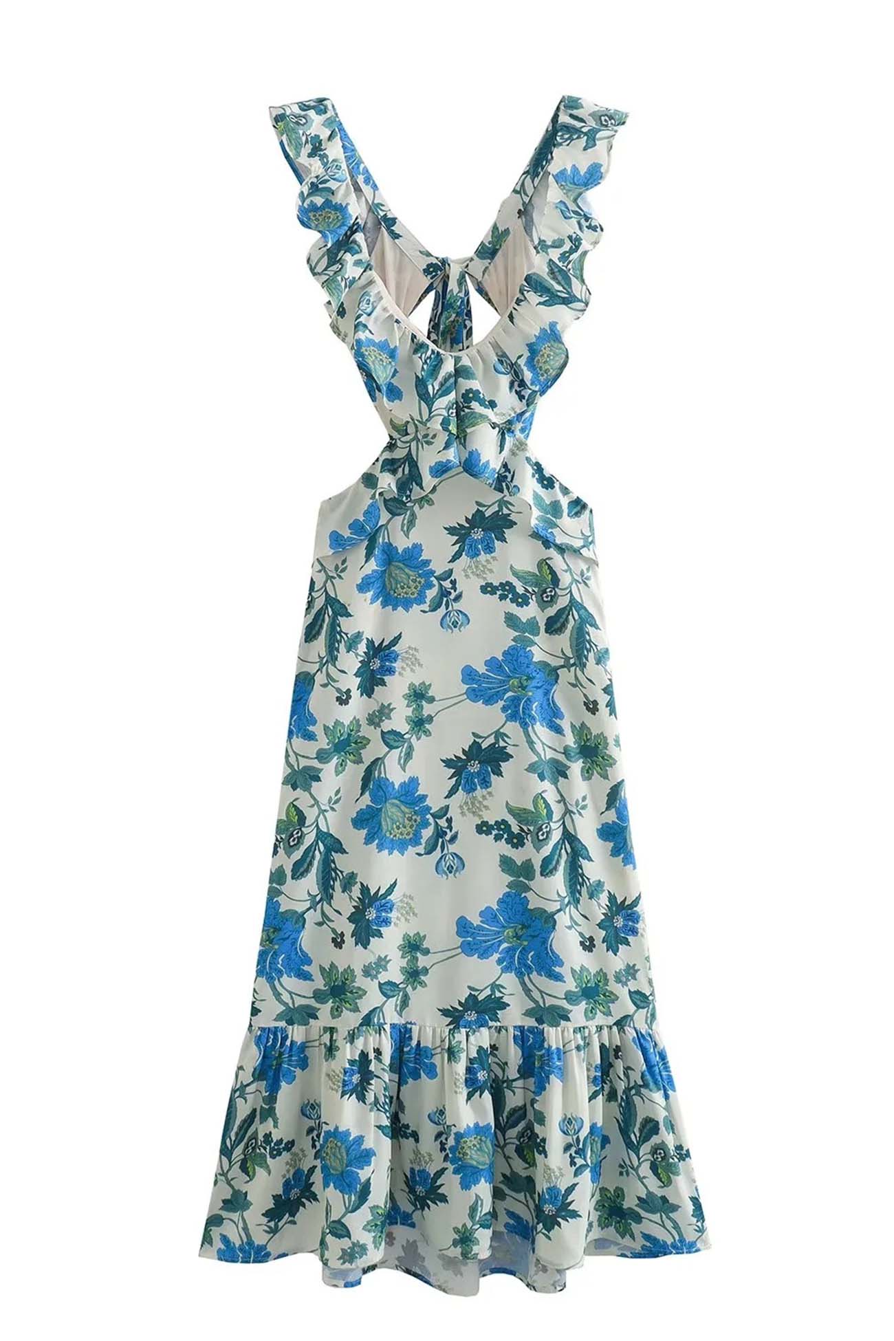 Image of Jocelyn | Women's Ruffle Cutout Maxi Dress