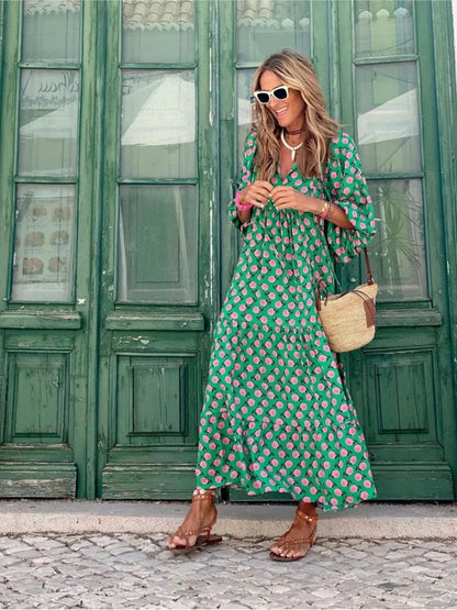 Image of Jocelyn | Women's V-Neck Tiered Maxi Dress