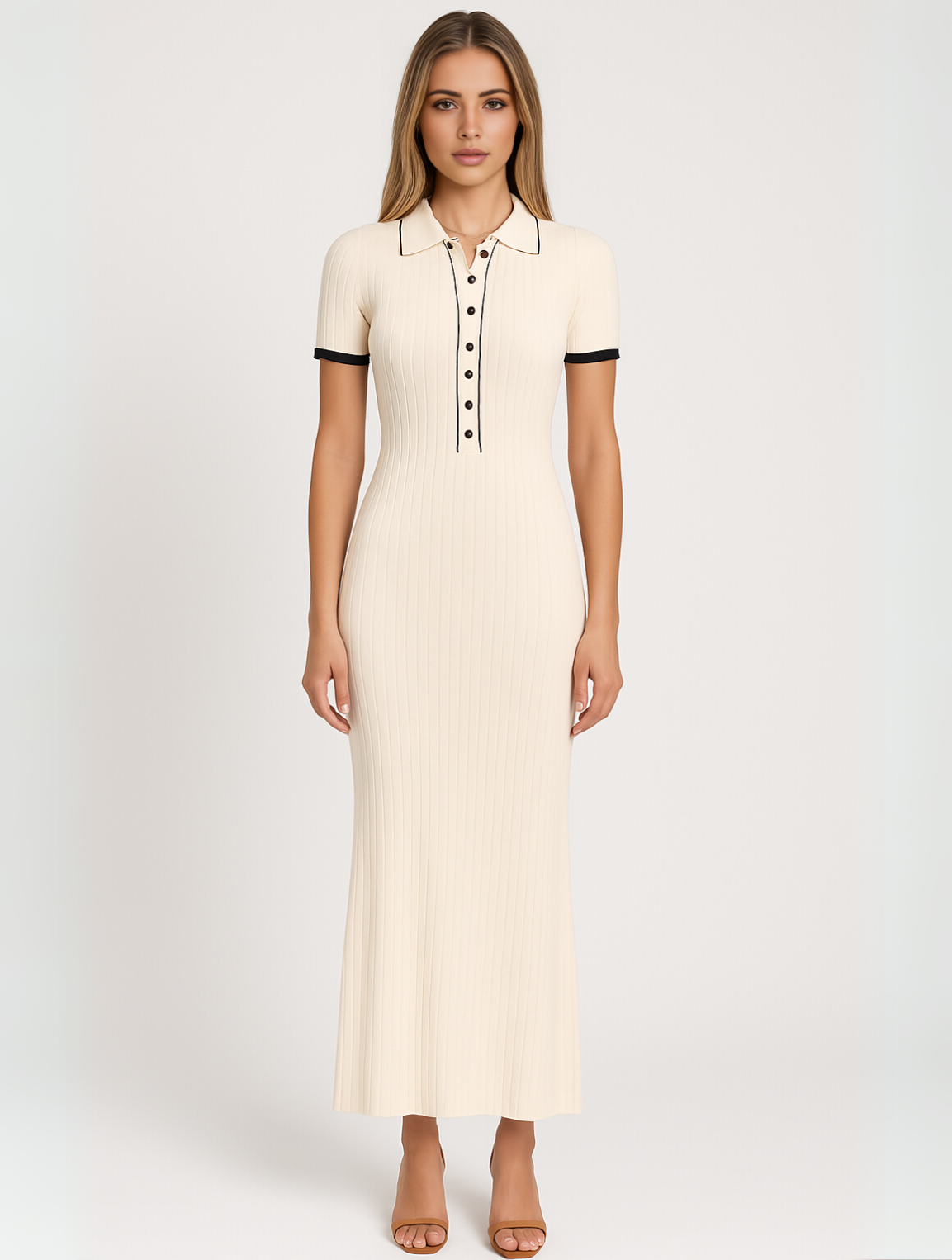 Image of Jolene | Women's Button-Down Ribbed Maxi Dress