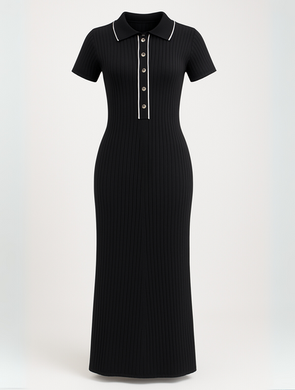 Image of Jolene | Women's Button-Down Ribbed Maxi Dress