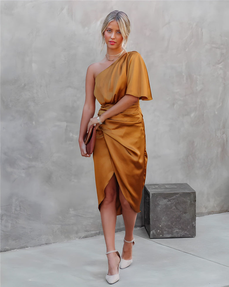 Women's One Shoulder Midi Dress