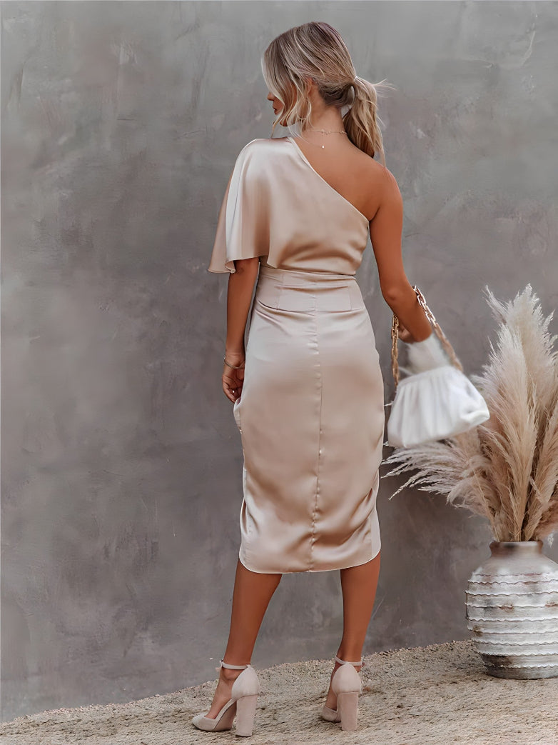 Women's One Shoulder Midi Dress