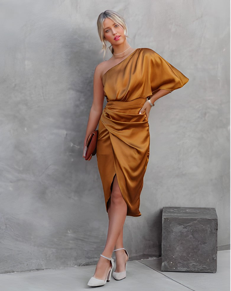Women's One Shoulder Midi Dress