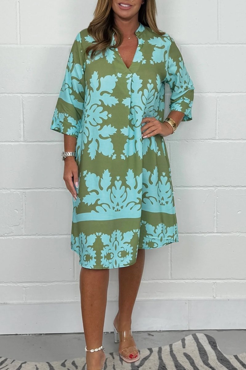 Women's Midi Printed Shift Dress - VibreMode