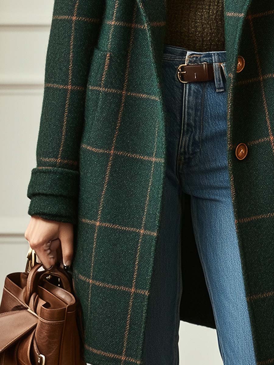 Women's Plaid Tailored Coat