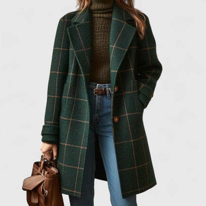 Classic Plaid Ladies Winter Overcoat - VibreMode