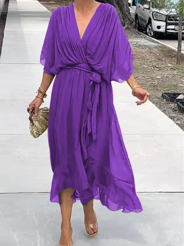 Women's Silk V-Neck Dress