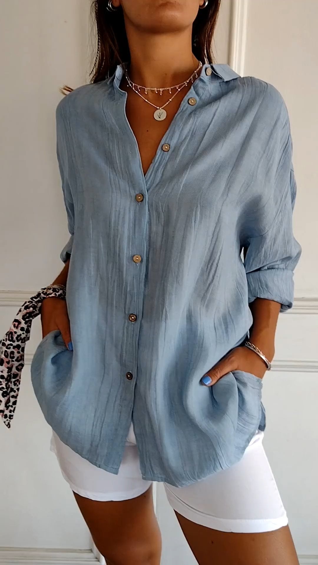 Women's Summer Button Front Shirt - VibreMode