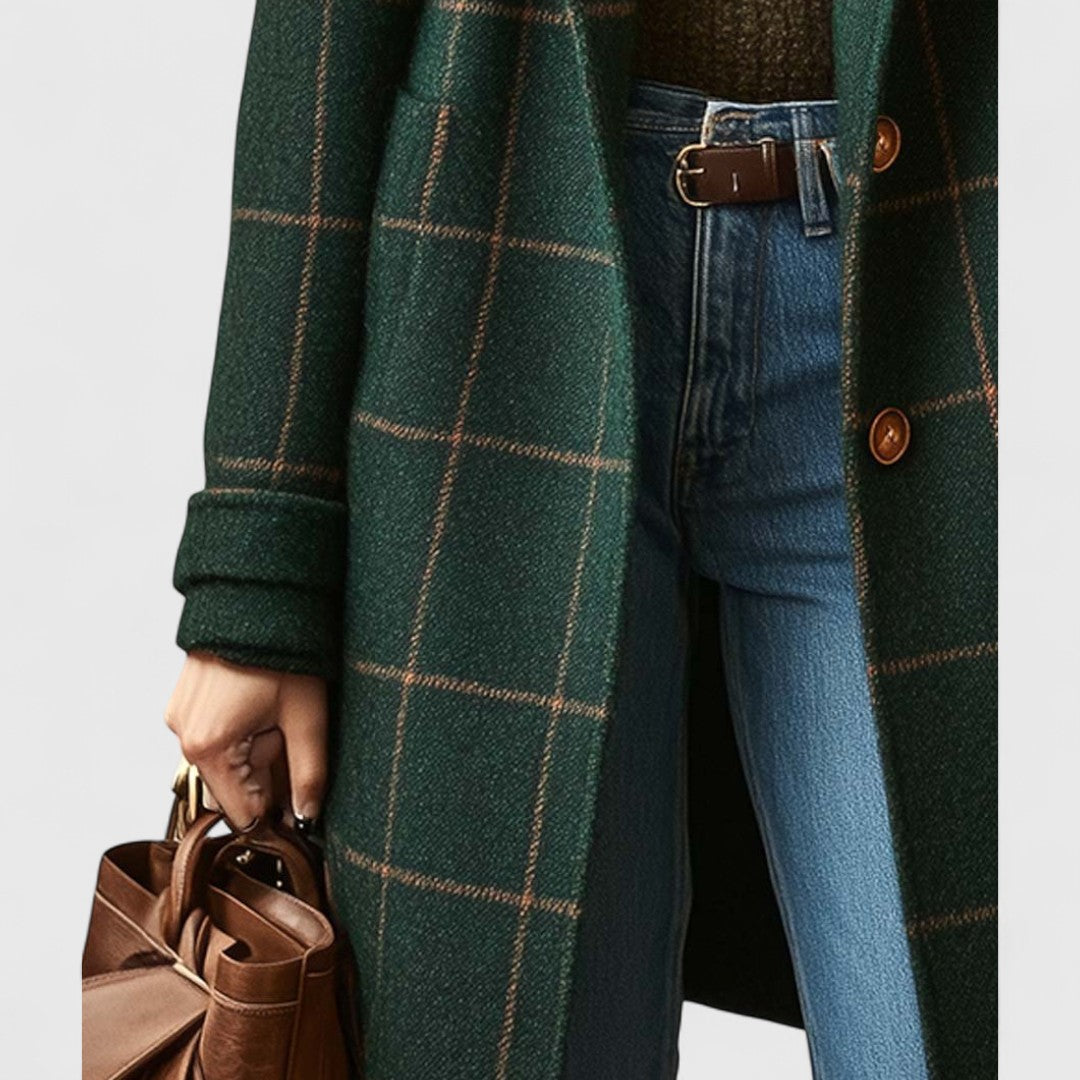 Classic Plaid Ladies Winter Overcoat