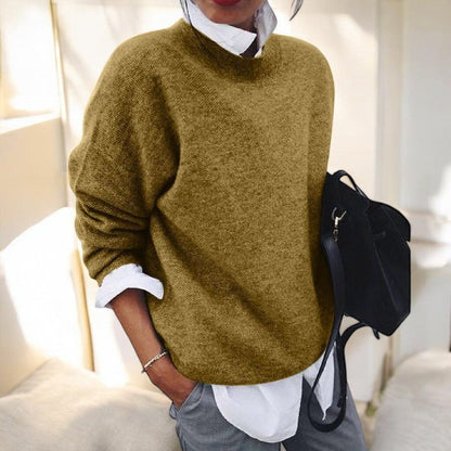 Women's Round Neck Sweater Straight Hem