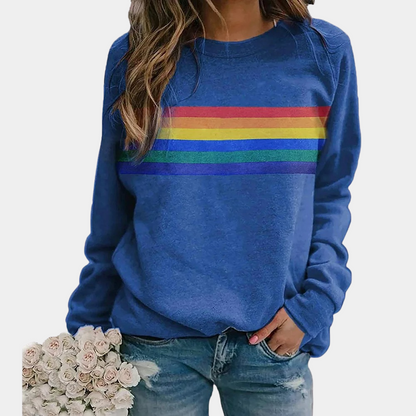 Women's Long Sleeve Rainbow Stripe Sweater - VibreMode