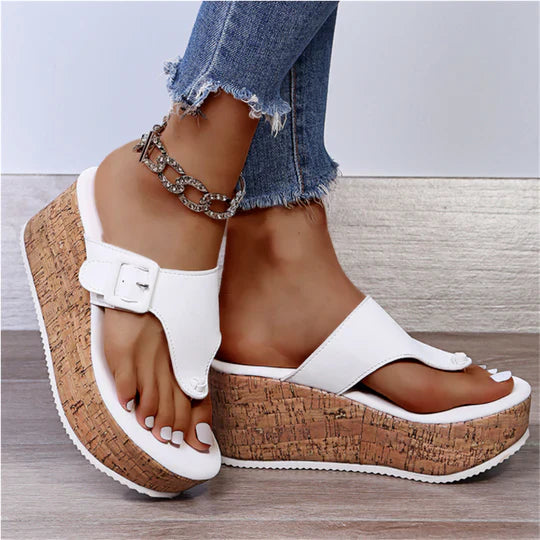 Cleo Women's Cork Wedge Sandals Brown