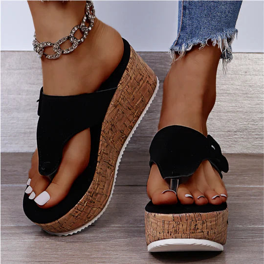 Cleo Women's Cork Wedge Sandals Brown - VibreMode