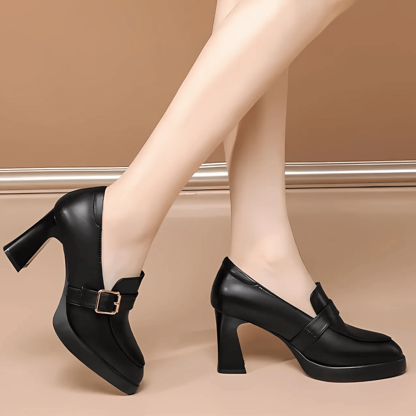 Women's Block Heel Platform Loafers