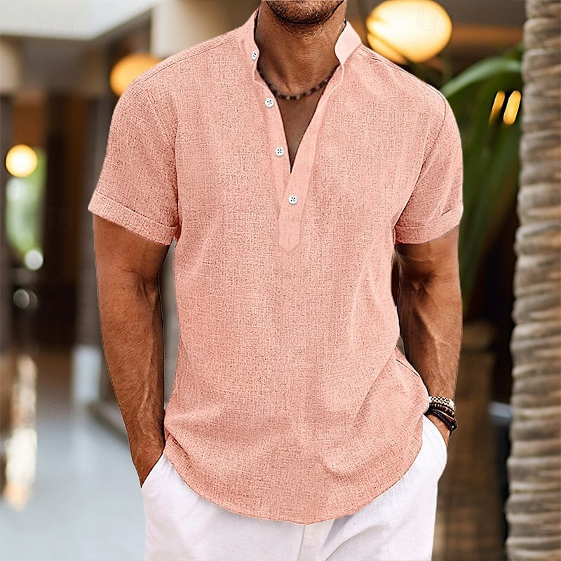 Men's Short Sleeve Henley Shirt - VibreMode