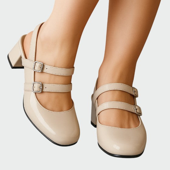 Elegant Women's Classic Double Buckle High Heel Shoes