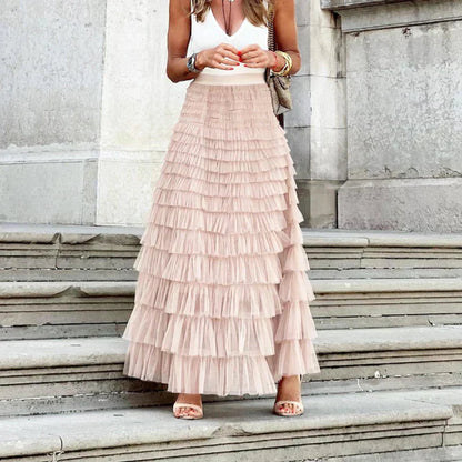 Image of Kim | Women's High-Waisted Ruffle Maxi Skirt