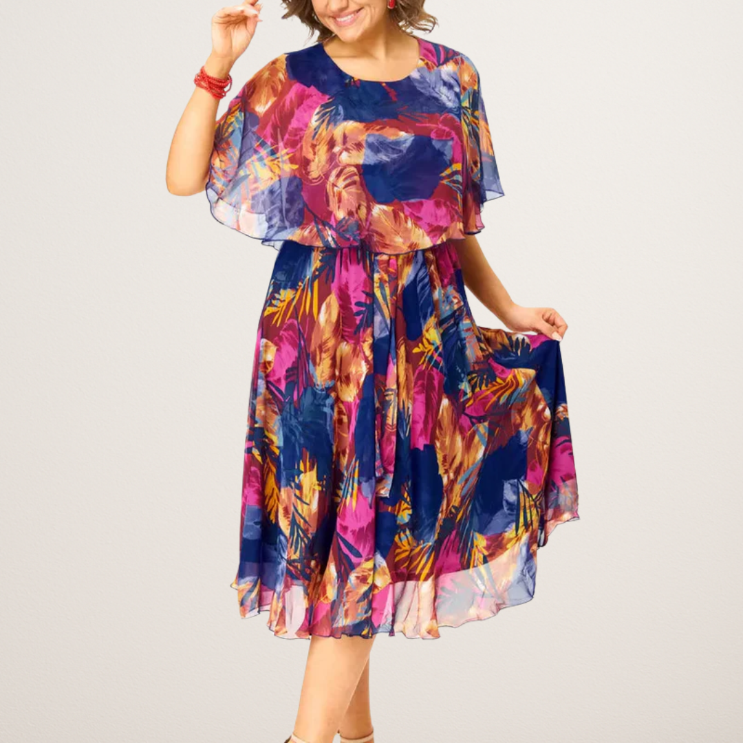 Women's Chiffon Draped Dress Tummy Control Flowy - VibreMode