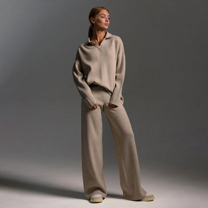 Women's Long Sleeve Wide Leg Tracksuit - VibreMode