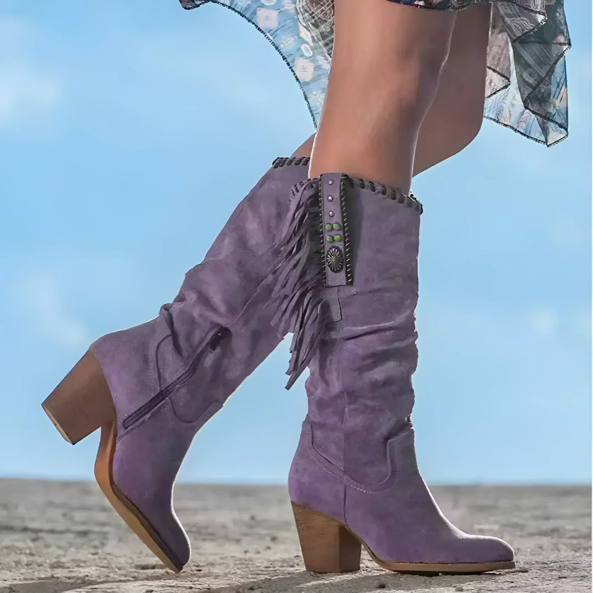 Image of Kristin | Women's Knee High Block Heel Western Boots