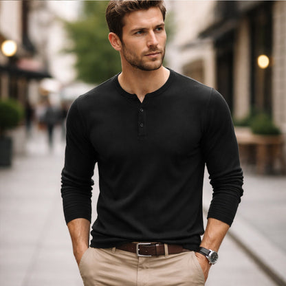 Men's Thermal Waffle Henley Shirt