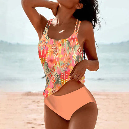 Women's Bohemian Print Tankini Swimsuit Set