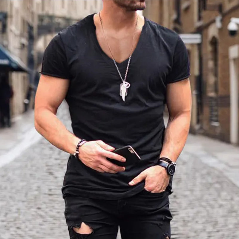 Image of Laurence | Men's Fitted V-Neck T-Shirt