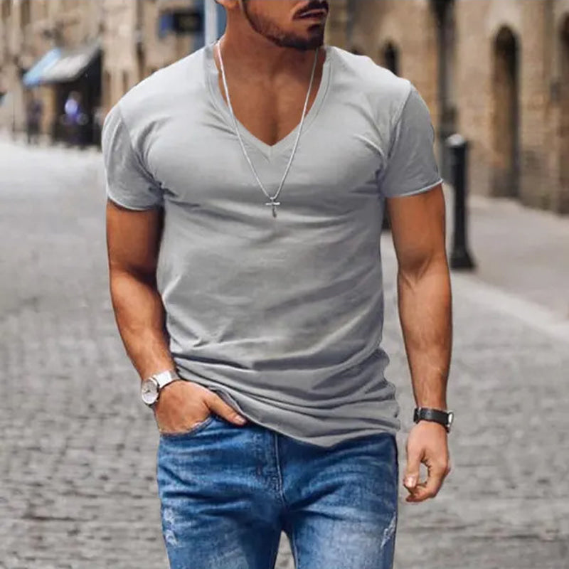 Image of Laurence | Men's Fitted V-Neck T-Shirt