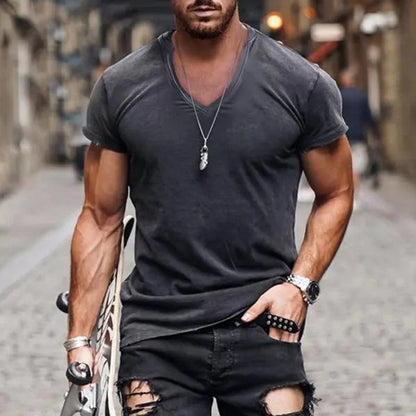 Image of Laurence | Men's Fitted V-Neck T-Shirt