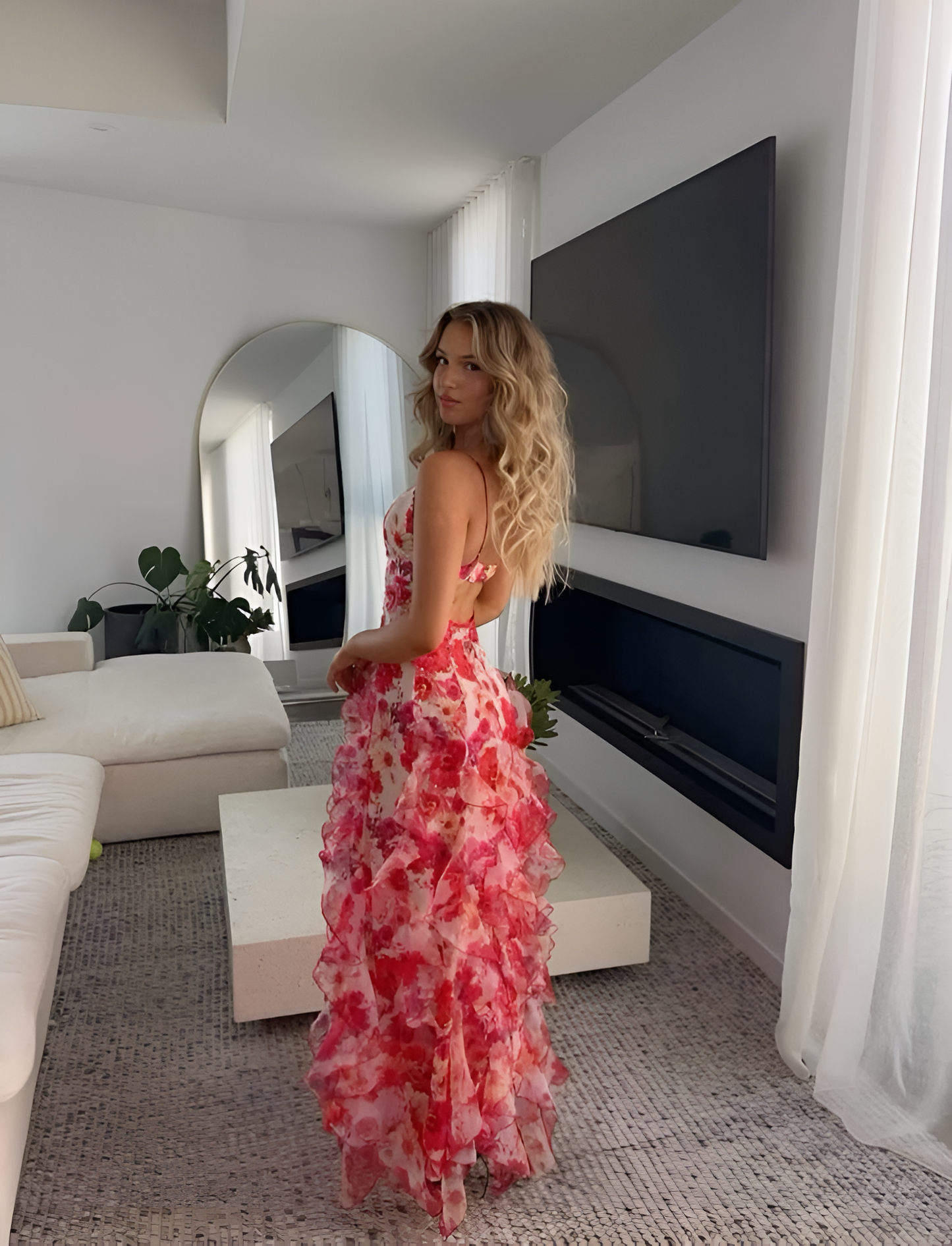 Image of Lena | Women's Floral Ruffle Maxi Dress