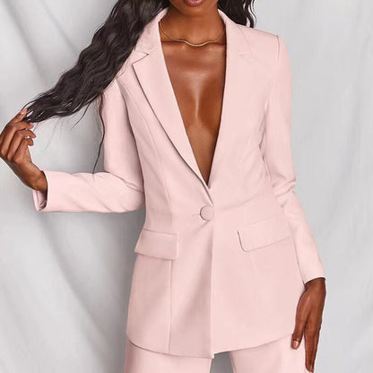 Women's Two Piece Suit Button Front Blazer Pants