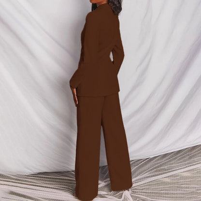 Women's Two Piece Blazer Suit Wide Leg Trousers