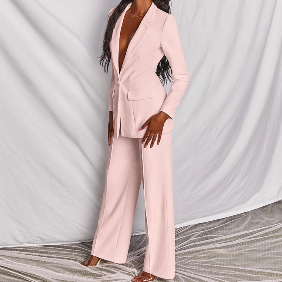 Women's Two Piece Suit Button Front Blazer Pants