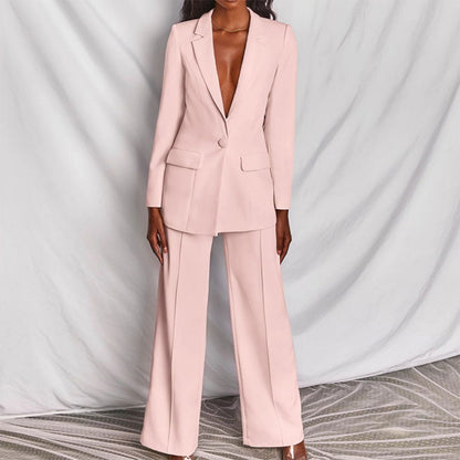 Women's Two Piece Suit Button Front Blazer Pants