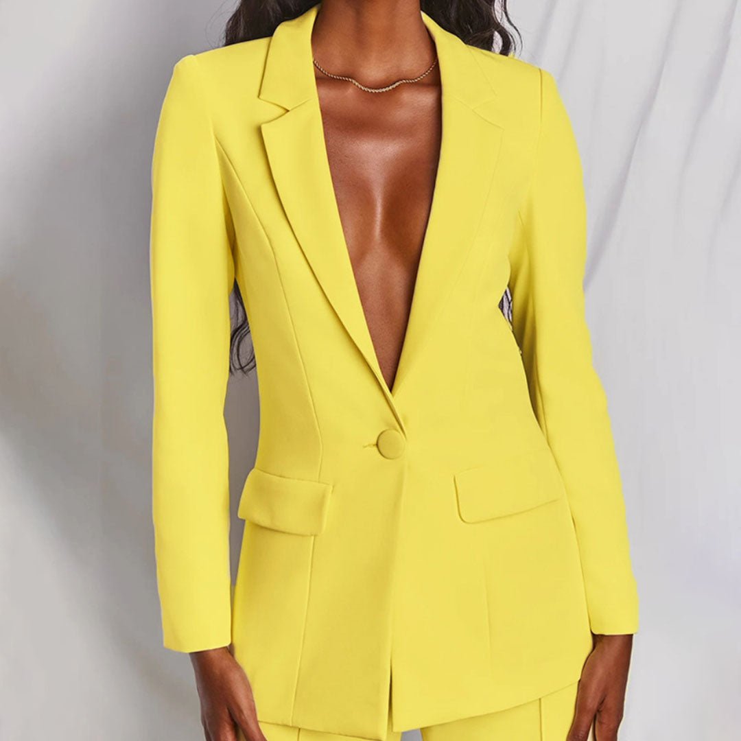 Women's Two Piece Blazer Suit Wide Leg Trousers