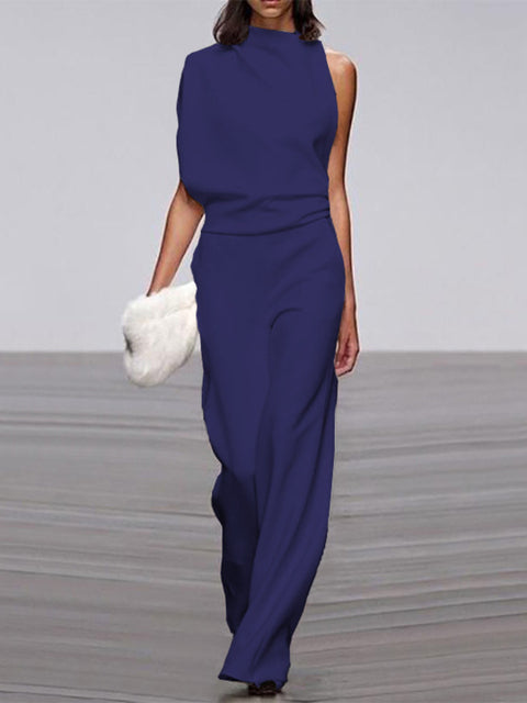 Women's One Shoulder Jumpsuit Wide Leg