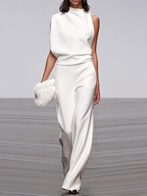 Women's One Shoulder Jumpsuit Wide Leg