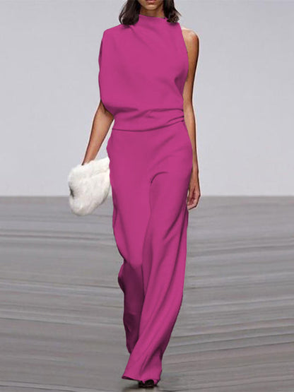 Women's One Shoulder Jumpsuit Wide Leg