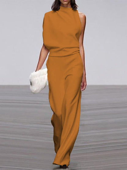 Women's One Shoulder Jumpsuit Wide Leg
