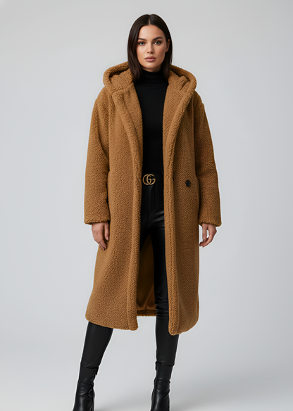 Women's Hooded Faux Fur Long Coat