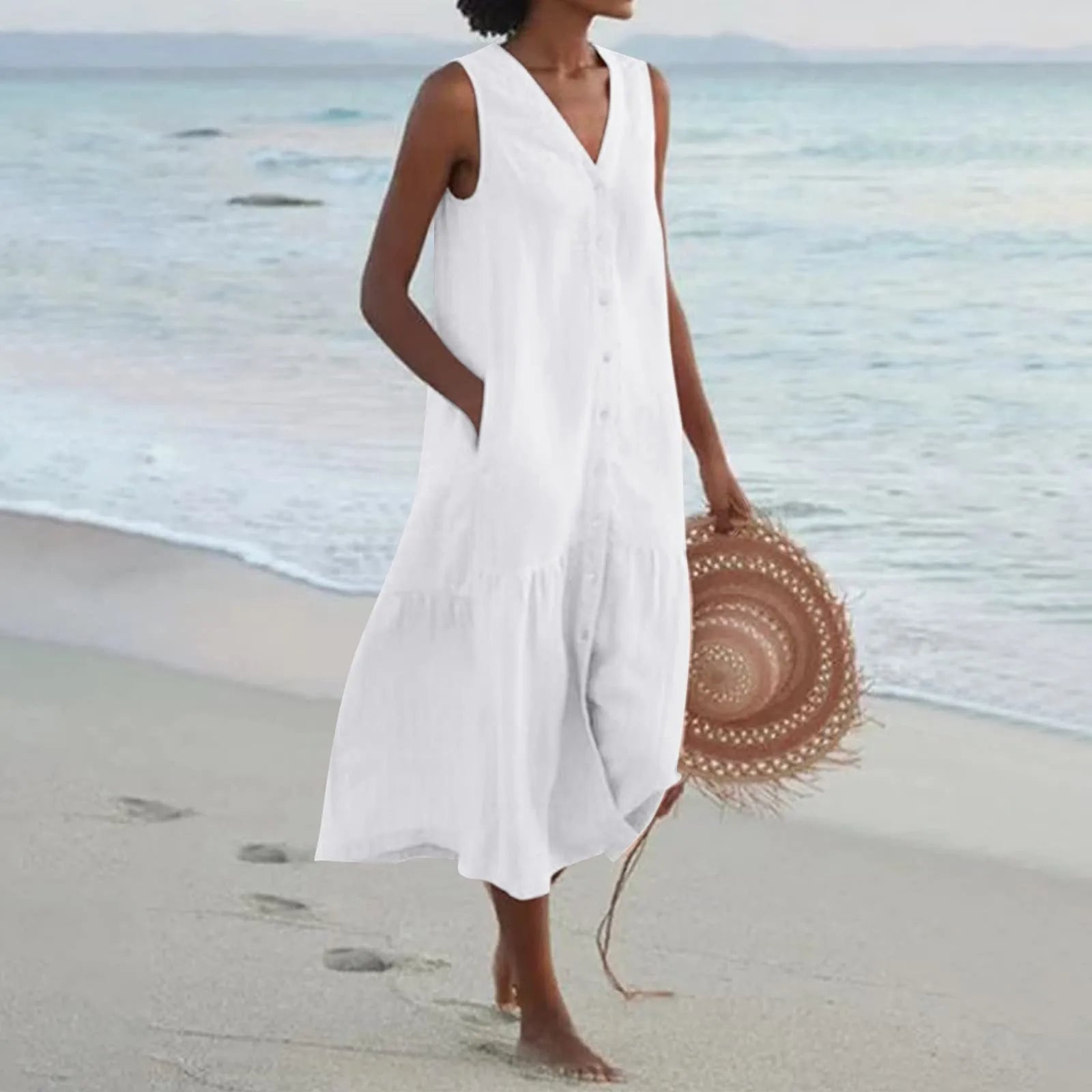 Lilly Women's Sleeveless A-Line Midi Dress - VibreMode