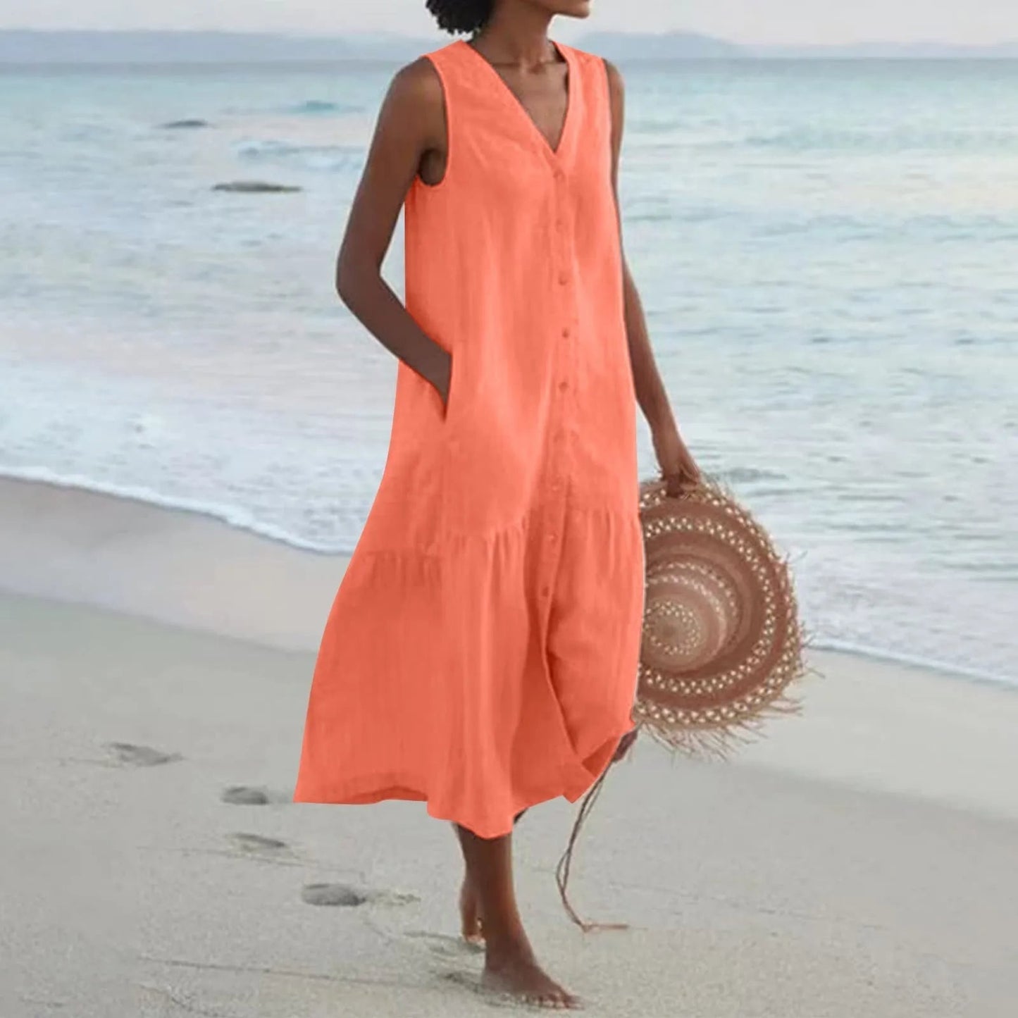 Image of Lilly | Women's Sleeveless A-Line Midi Dress