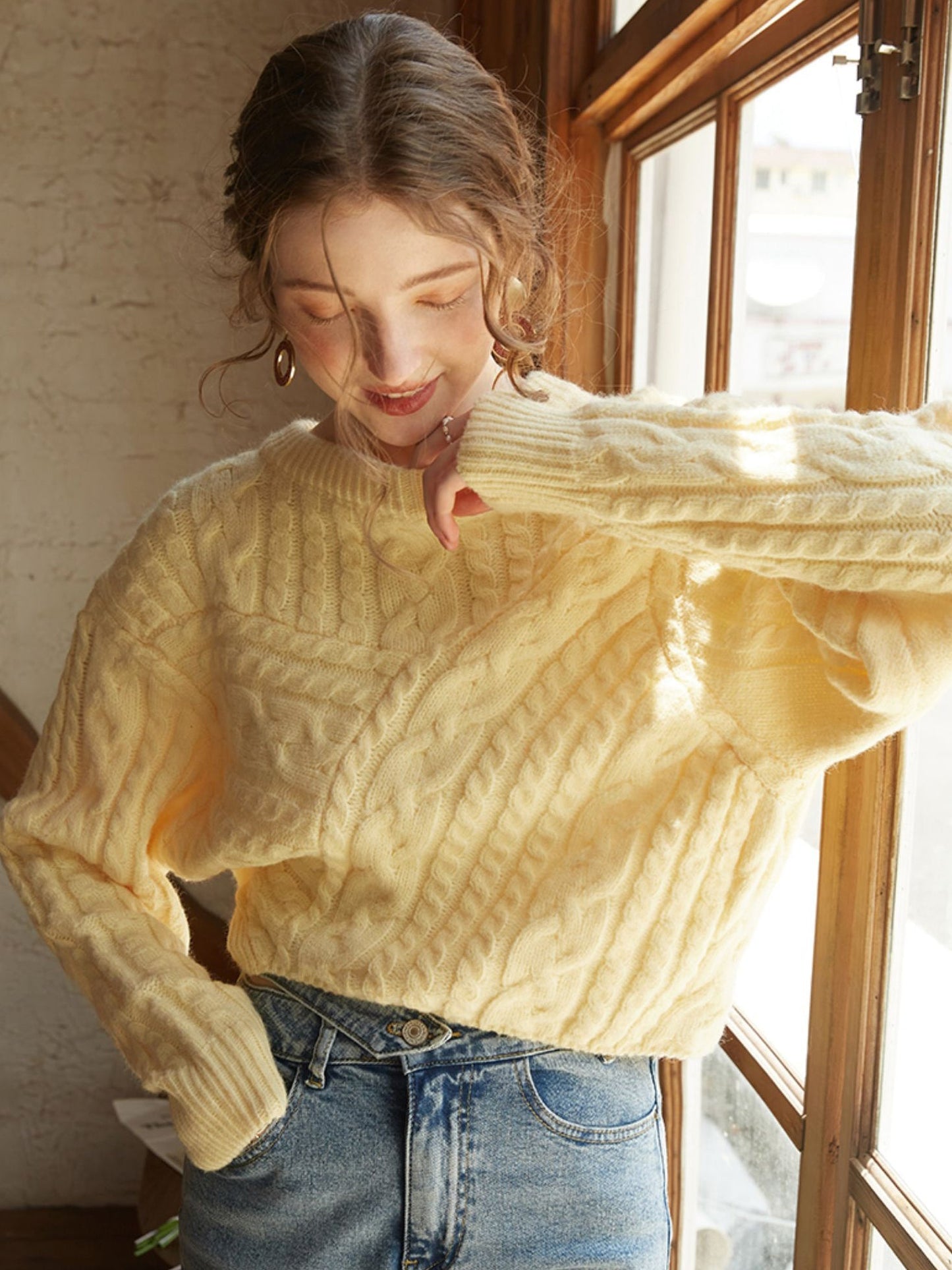 Limoncello Loose Knit Sweater: Chic Asymmetrical Viscose Nylon Blend for Comfort