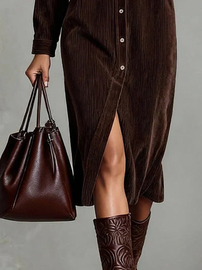 Linda Women's Midi Shirt Dress Button Down