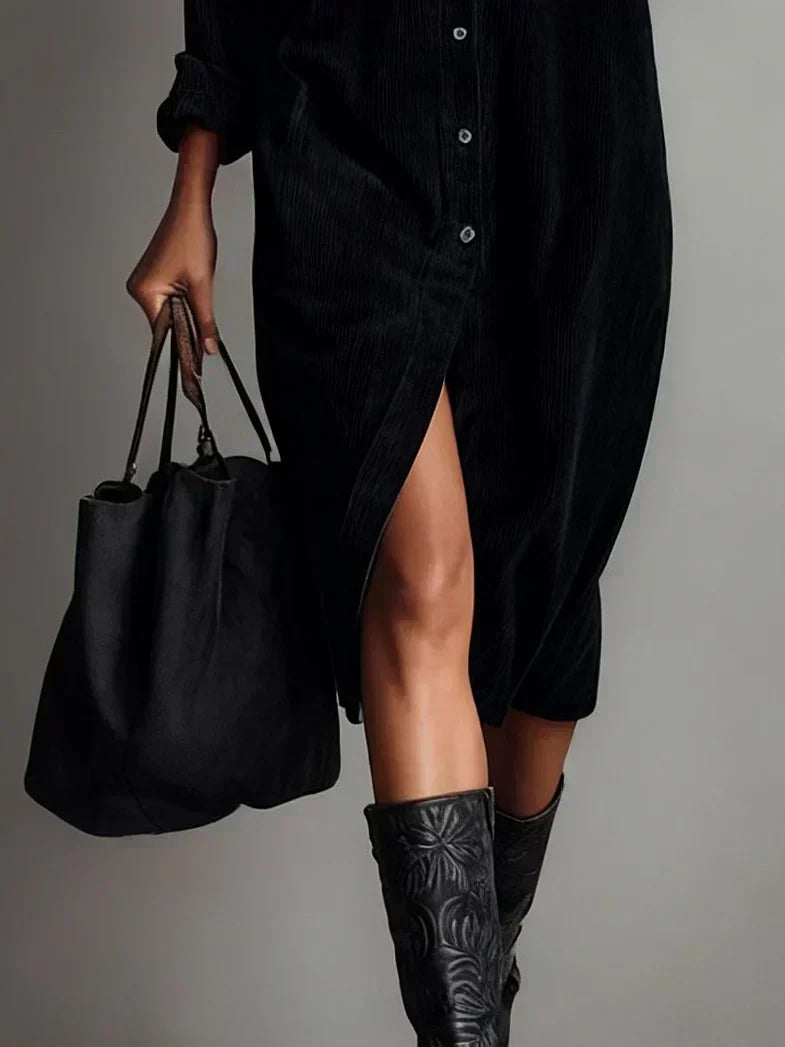 Linda Women's Midi Shirt Dress Button Down