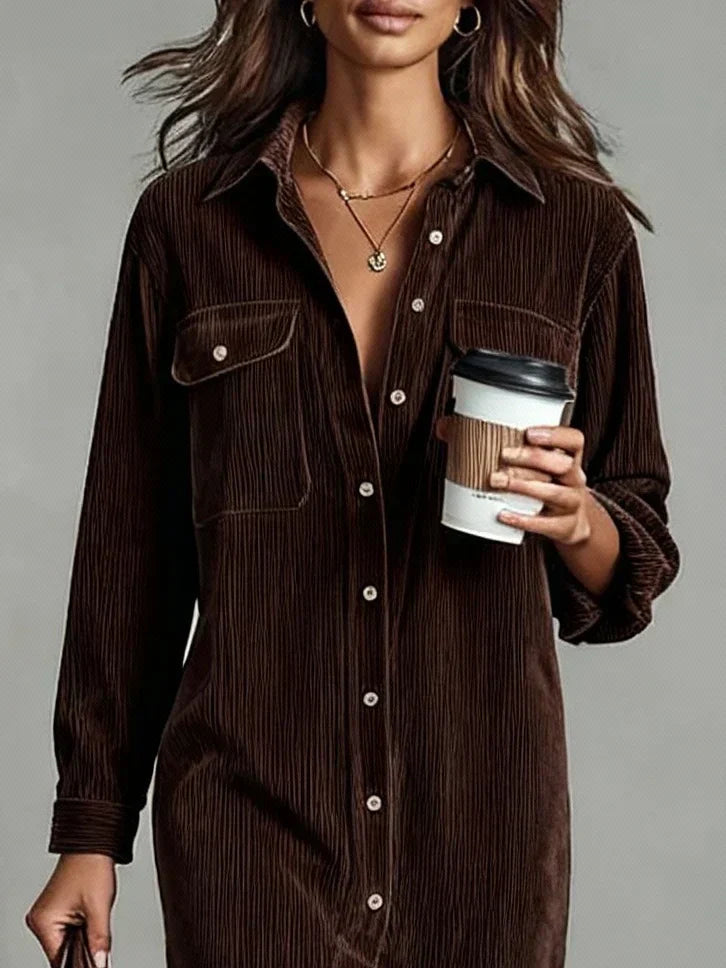 Linda Women's Midi Shirt Dress Button Down
