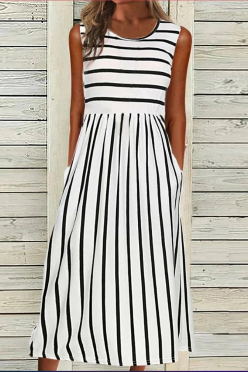 Image of Linda | Women's Sleeveless A-Line Midi Dress