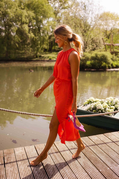 Women's Midi Cocktail Dress Side Slit